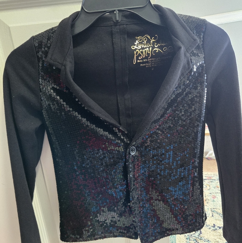 Black Sequin Girls Coat
